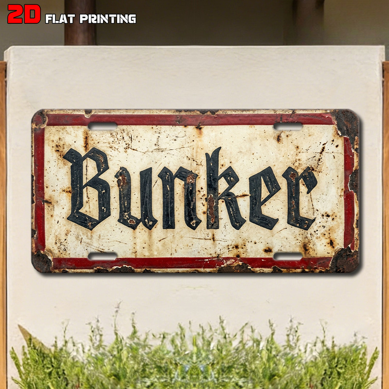 Home Security Yard Sign - Retro tabliczka „Bunker Fun”, dekoracja świąteczna,