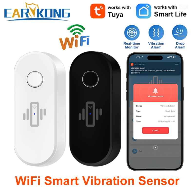 Window Alarm Sensor - Czujnik wibracji WiFi Tuya, alarm złamania