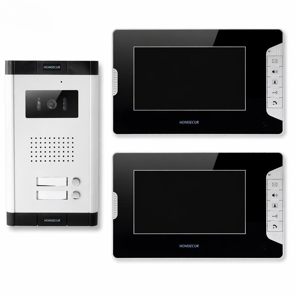 Home Security Kit With Camera - 4-przewodowy 2-familowy wideodomofon z 7-calowym monitorem,