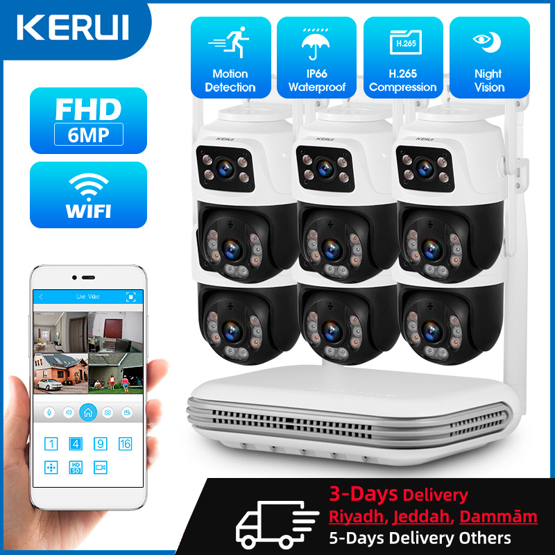 Home Security Wireless Cameras - KERUI Wodoodporny 6MP HD Bezprzewodowy podwójny