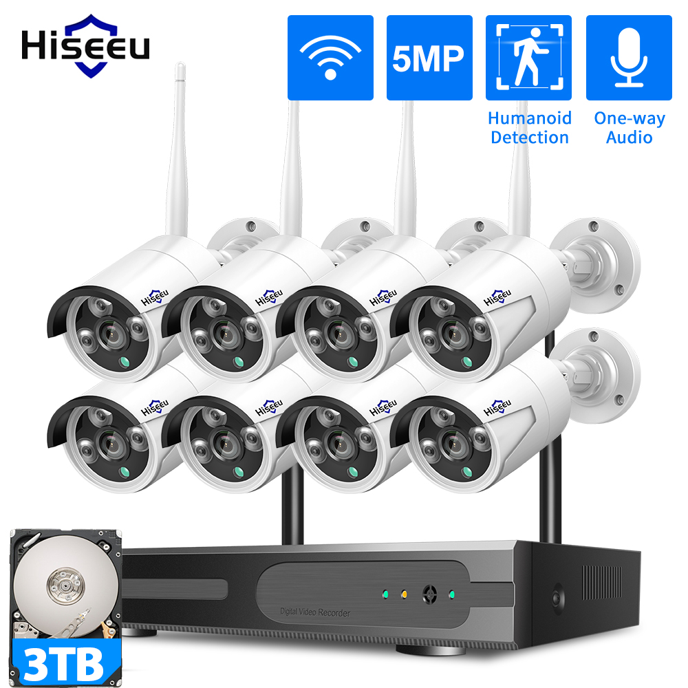 Home Security Wireless Cameras - Hiseeu 3/5/8MP WiFi System Monitoringu CCTV